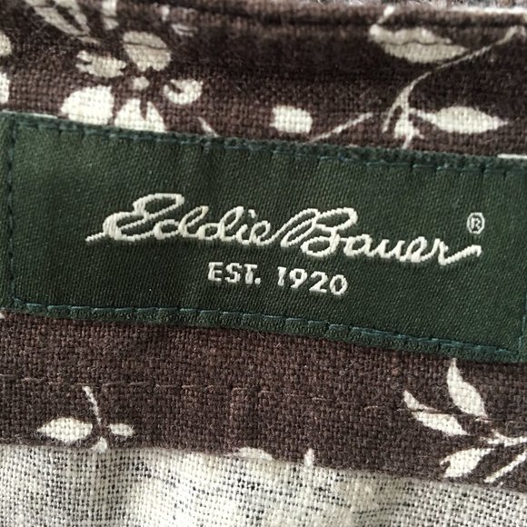 Eddie Bauer brown floral linen/cotton skirt - 10 - Picture 5 of 7